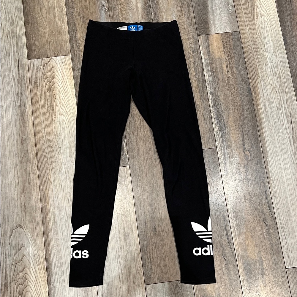 Adidas Black Leggings with White Logo